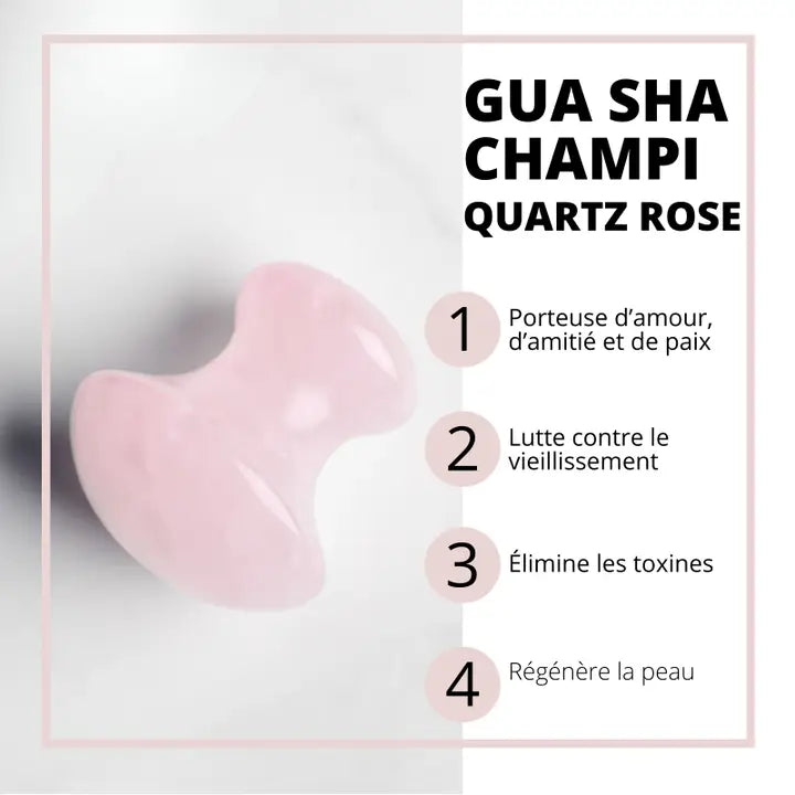 Champi Gua Sha Visage en Quartz Rose – Massage & Drainage