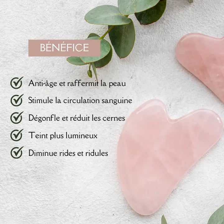 Gua Sha en Quartz Rose – Massage Visage & Drainage Naturel