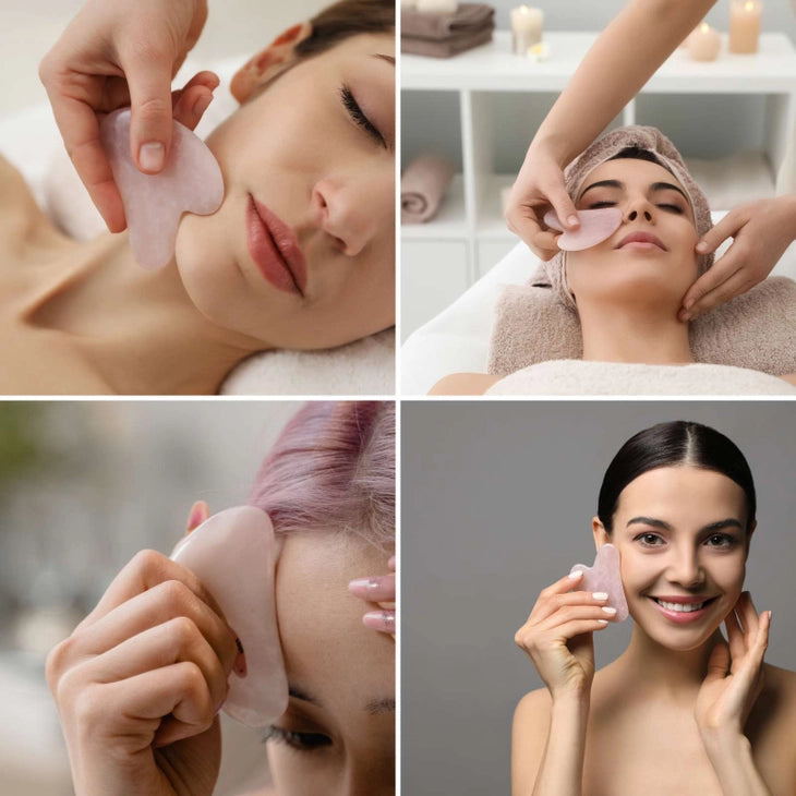 Gua Sha en Quartz Rose – Massage Visage & Drainage Naturel