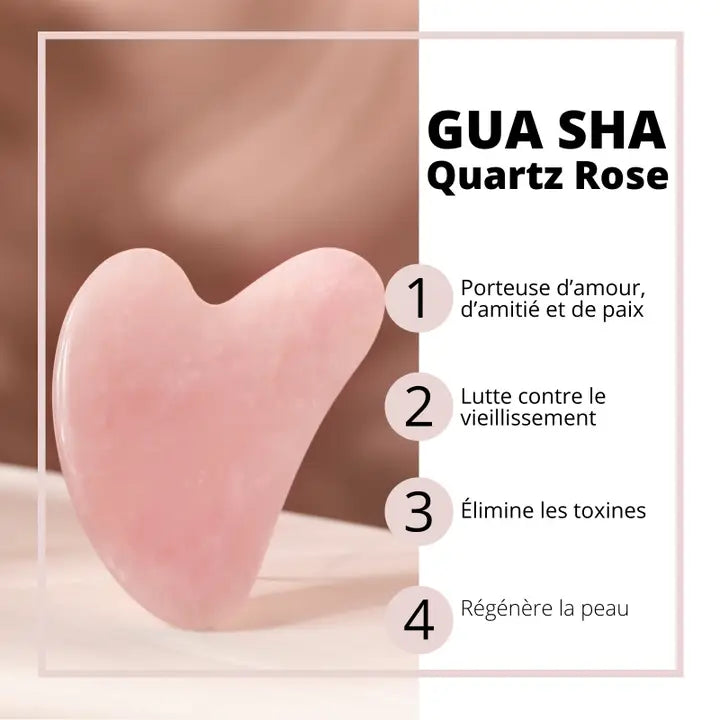 Gua Sha en Quartz Rose – Massage Visage & Drainage Naturel