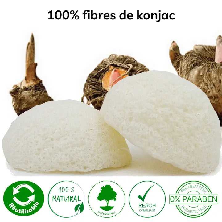 Eponge konjac 100% naturelle pour le visage