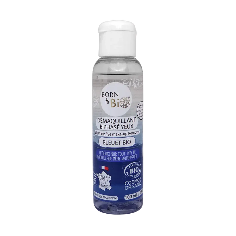 Démaquillant Waterproof Biphasé Yeux au Bleuet Bio – Born to Bio