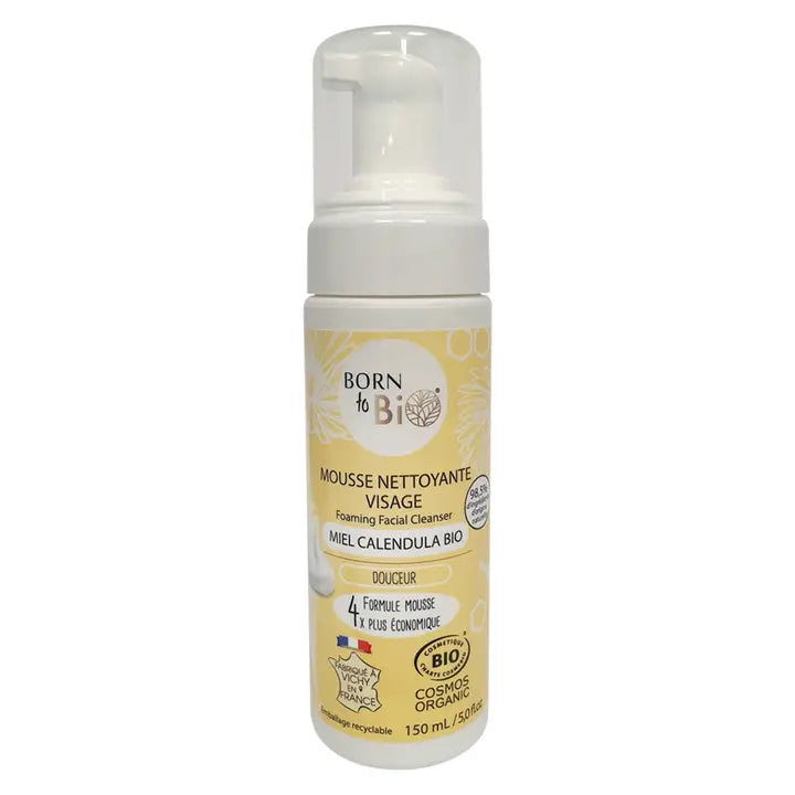 Mousse Nettoyante Visage Bio – Miel & Calendula Apaisants