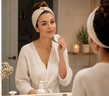 La routine visage du soir - visage maquillé