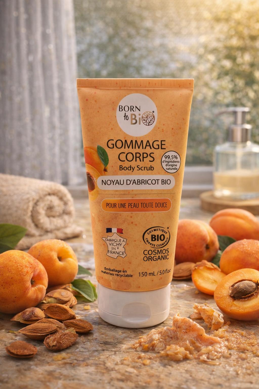 Gommage Corps Noyau d'Abricot Bio – Exfoliant Doux Peaux Sensibles