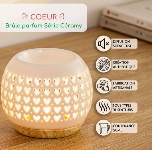 Brûle-Parfum Céramique “Cœur” – Diffuseur Fondants & Huiles