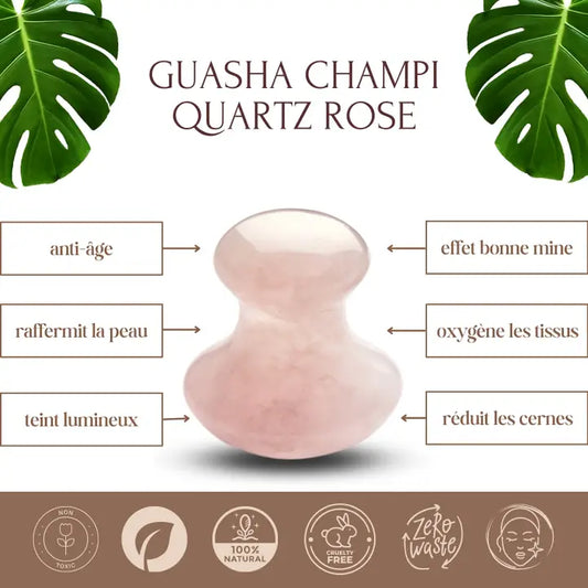 Champi Gua Sha Visage en Quartz Rose – Massage & Drainage