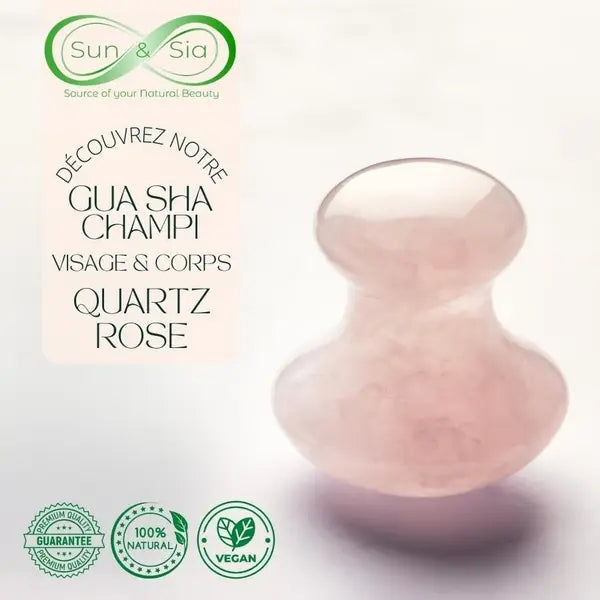 Champi Gua Sha Visage en Quartz Rose – Massage & Drainage