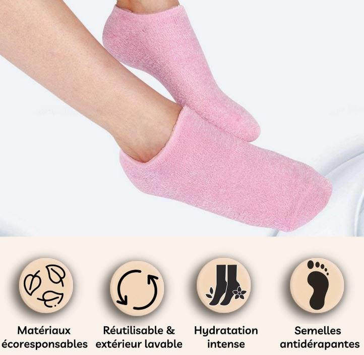 Chaussettes Hydratantes Roses – Pieds Doux & Régénérés