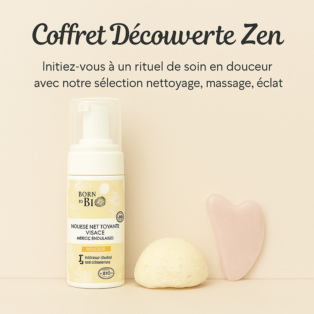 🌿 Coffret découverte Zen – Gua Sha, Éponge Konjac & Mousse nettoyante