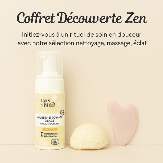 🌿 Coffret découverte Zen – Gua Sha, Éponge Konjac & Mousse nettoyante