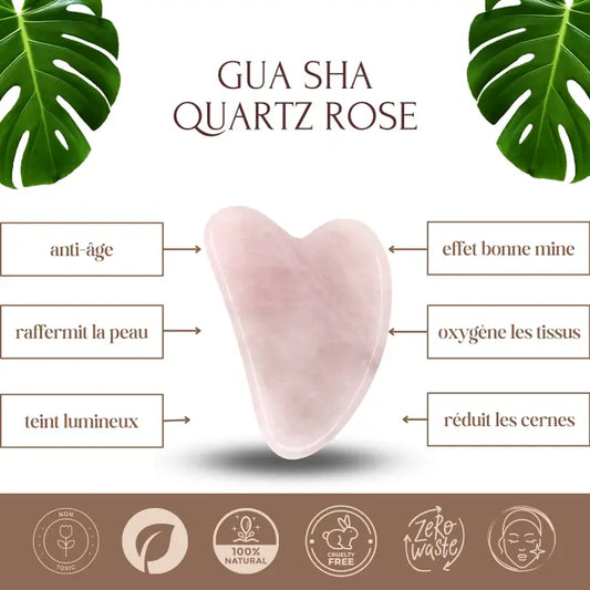 Gua Sha en quartz rose